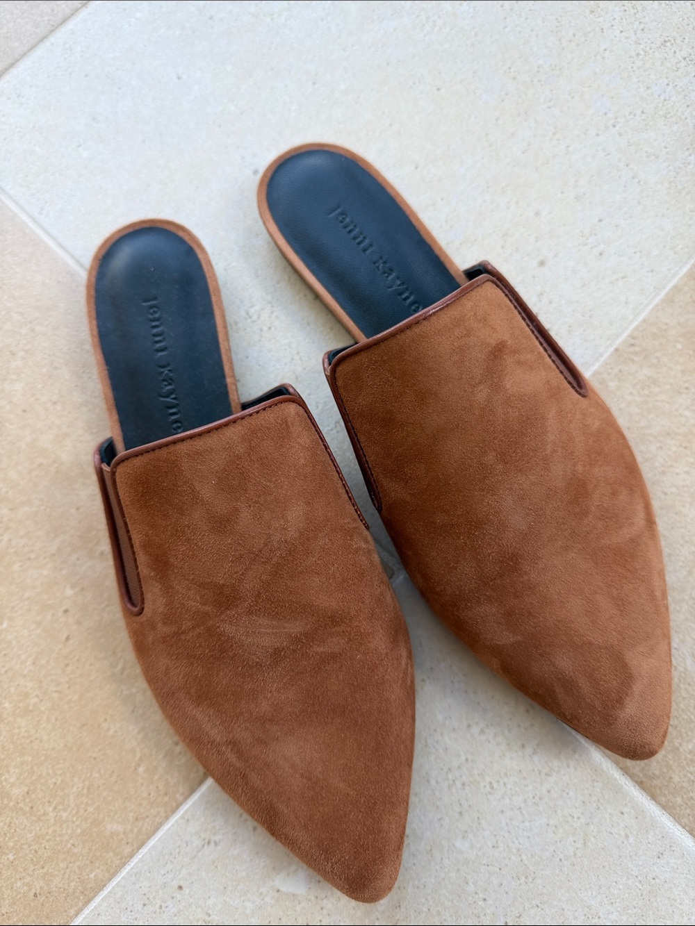 Jenni Kayne Brown Suede Pointed Toe Mule Slides Flats - Women Shoes size 38 - Picture 3 of 6